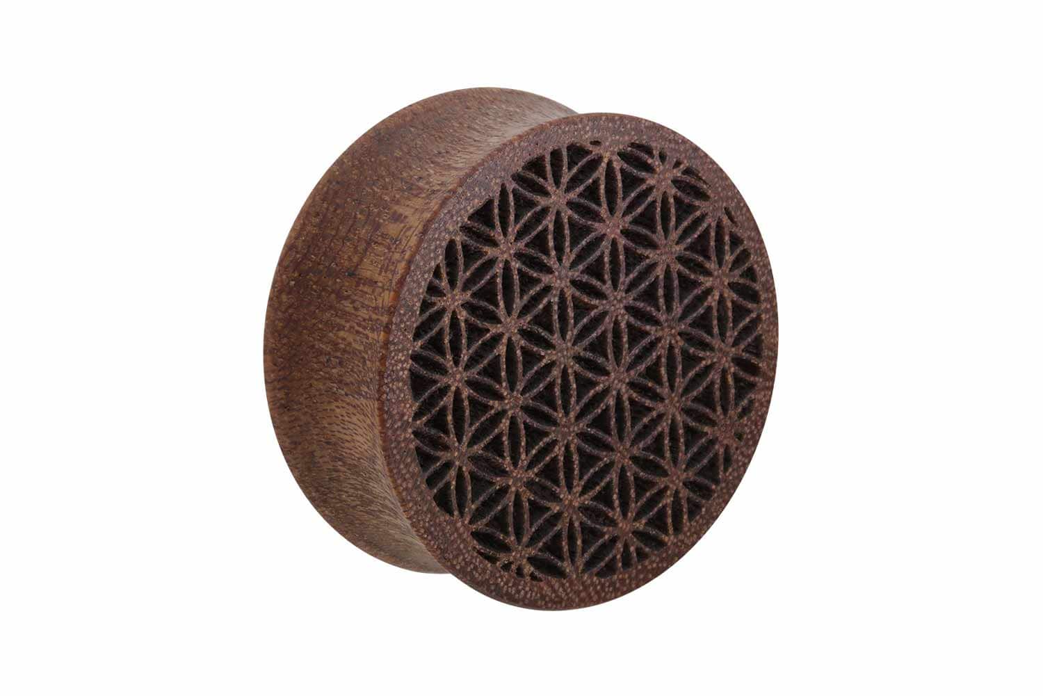 Holz Double Flared Plug BLUME DES LEBENS ++SALE++ von Piercingline